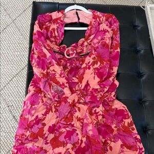 Floral Pink and Red Dress